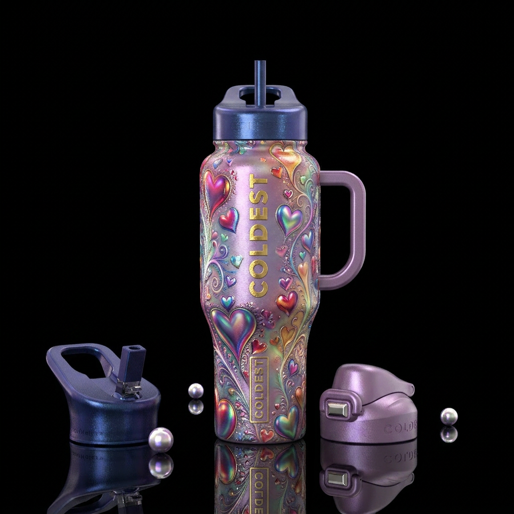 Hearts water bottle design