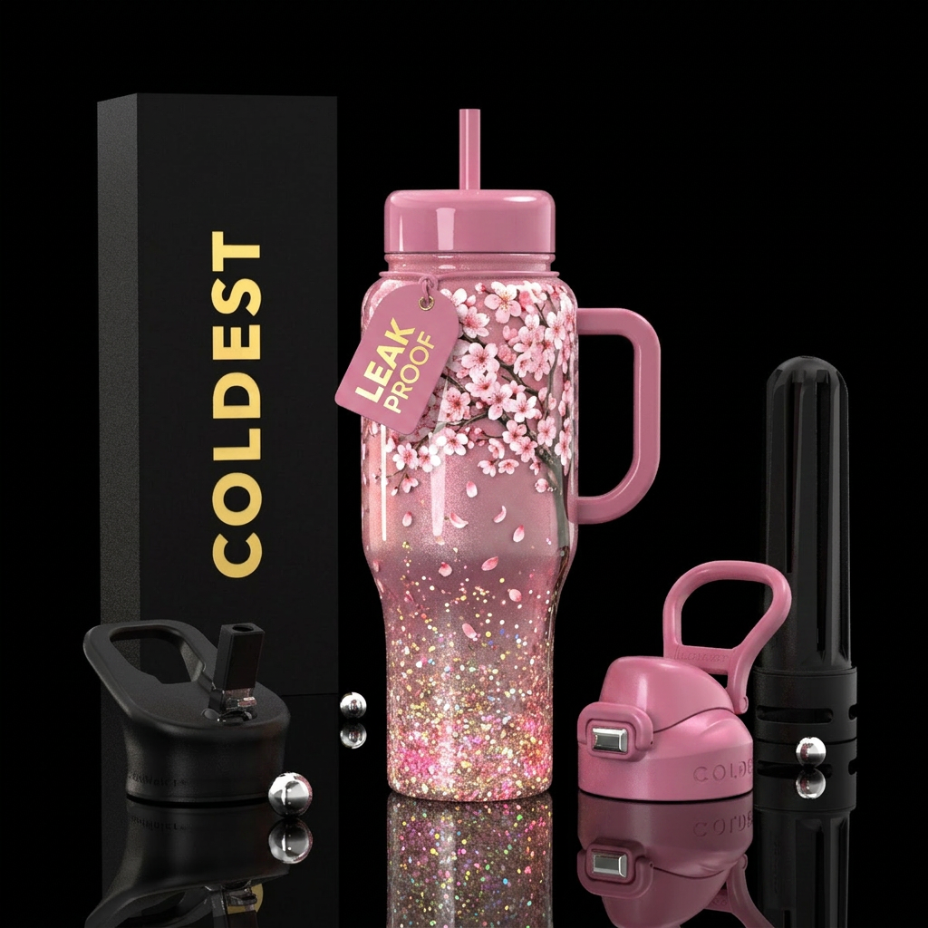 Cherry blossoms water bottle design