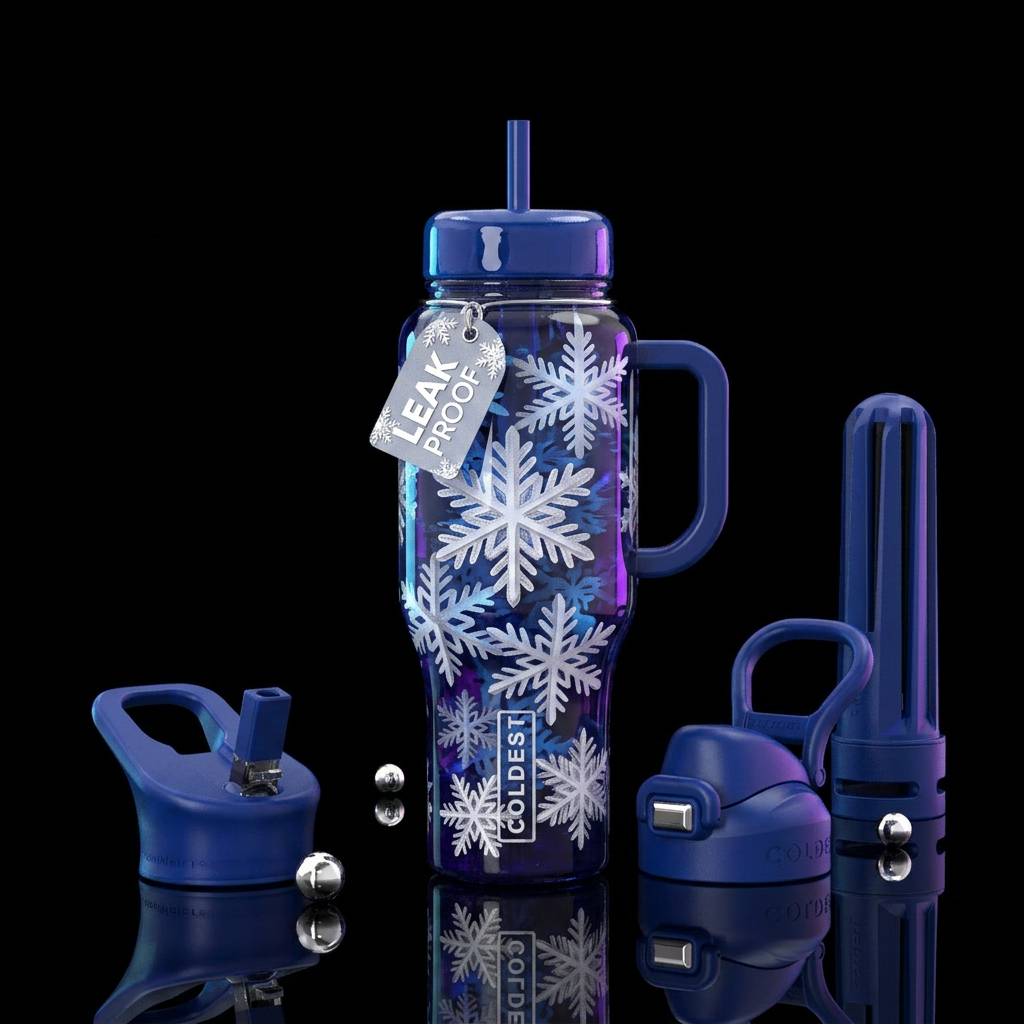 snowflakes water bottle design