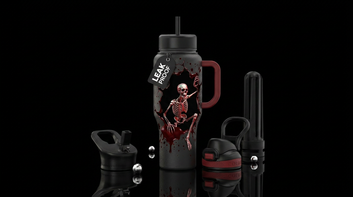 Halloween spooks water bottle design