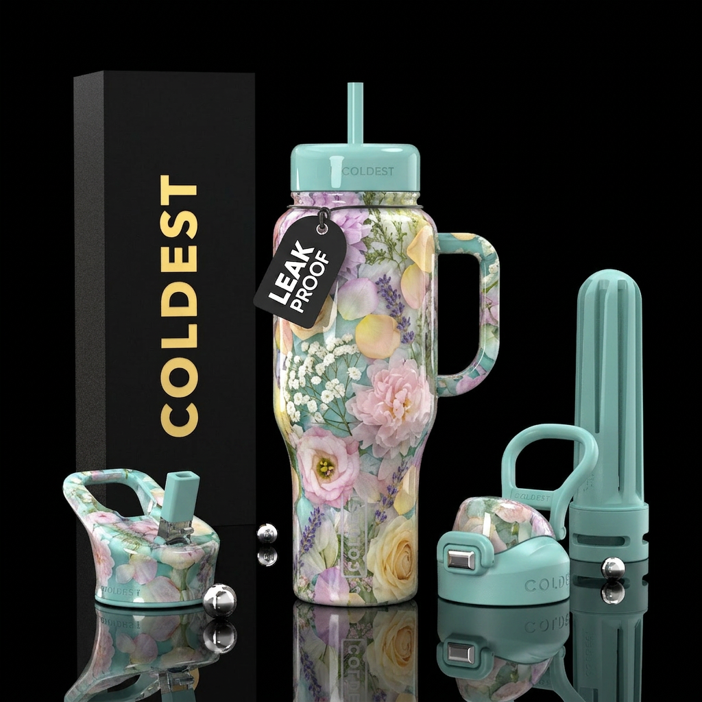 Flowers water bottle design