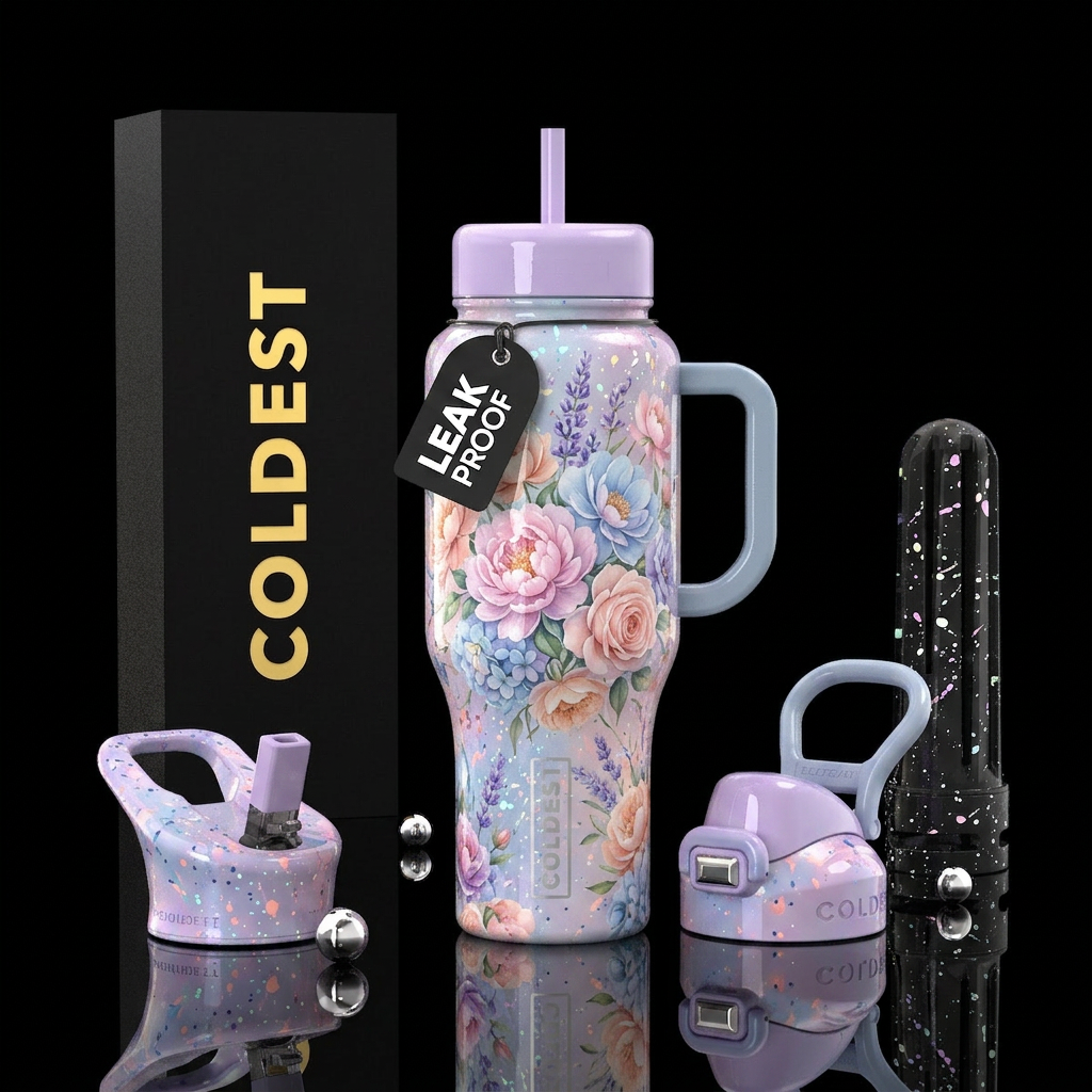 Floral water bottle design