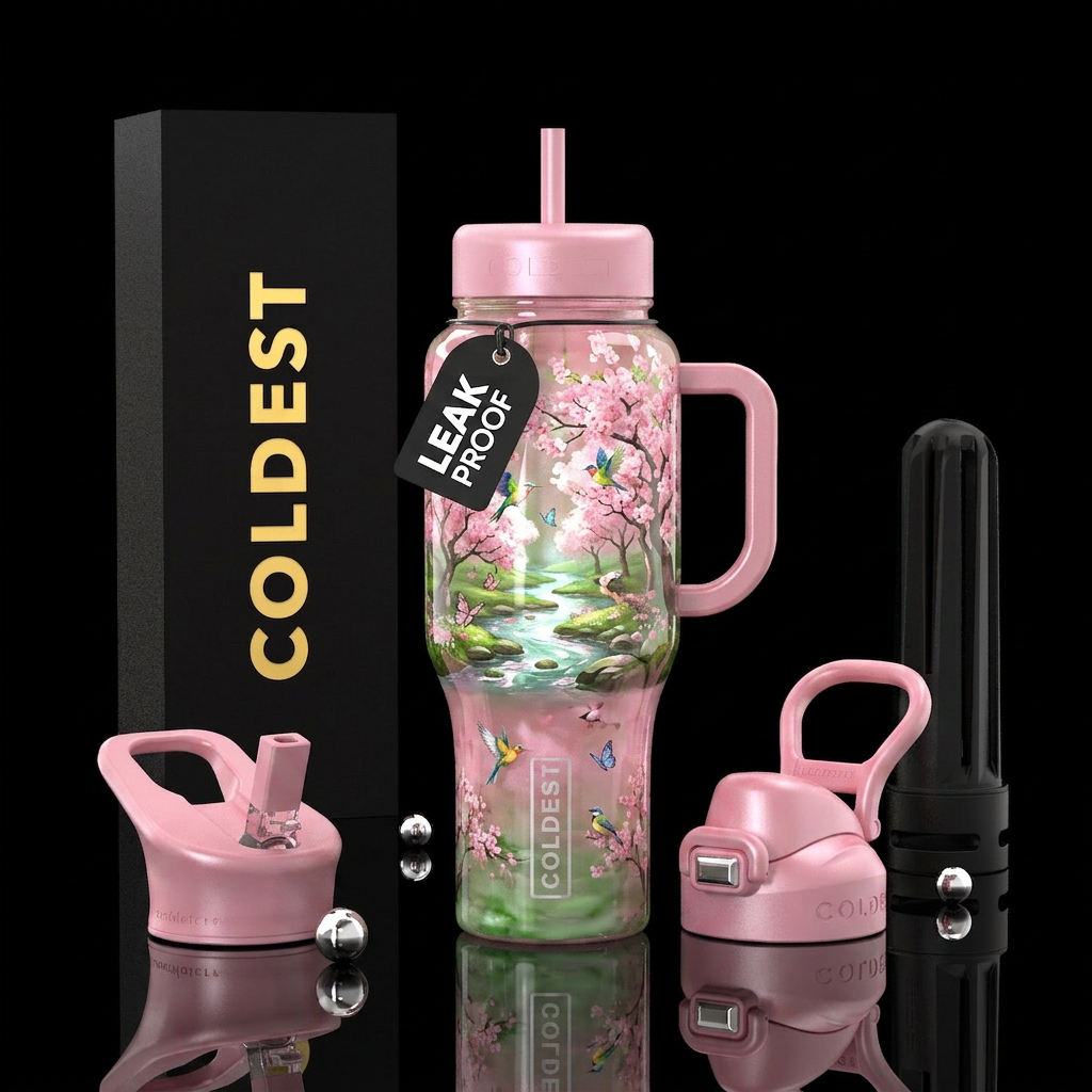 Cherry blossoms water bottle design