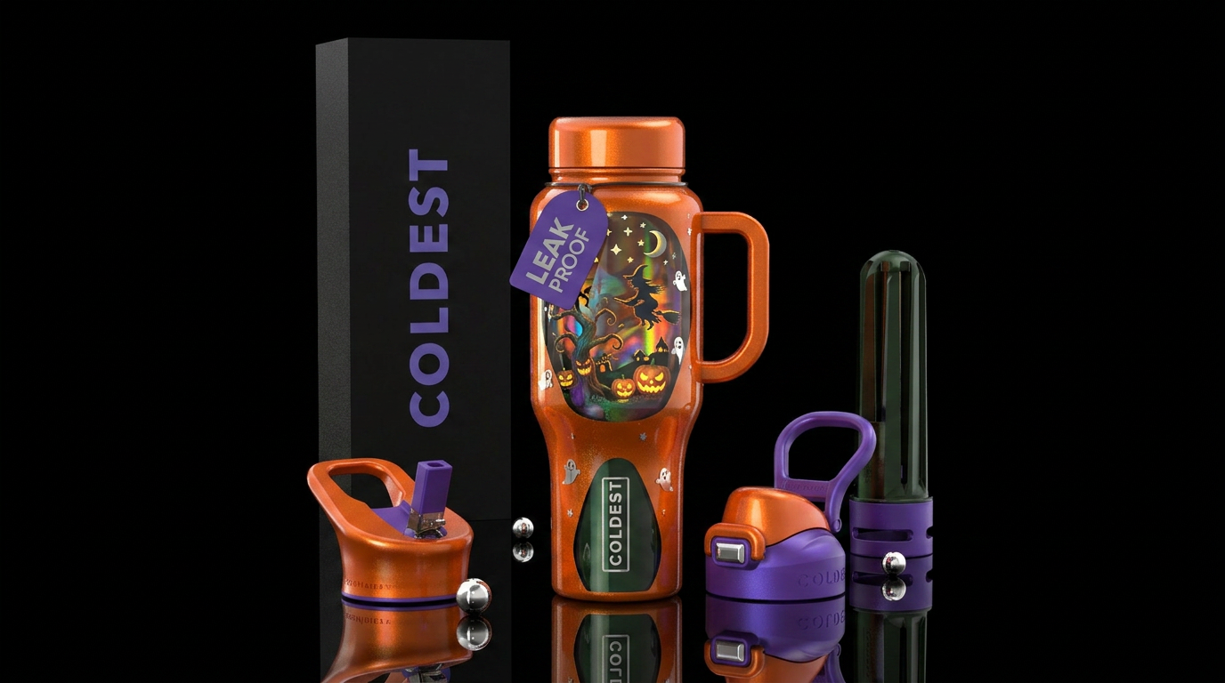 Halloween spooks water bottle design