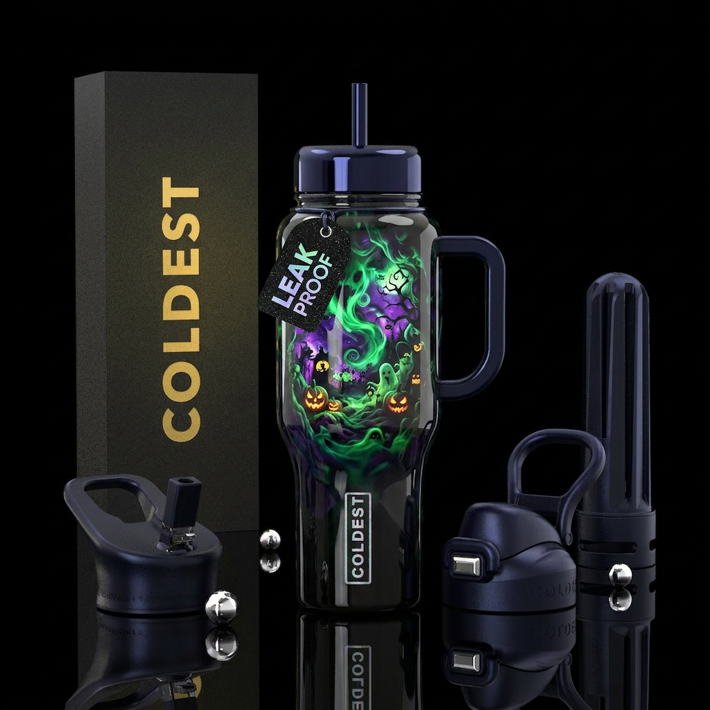 Halloween spooks water bottle design