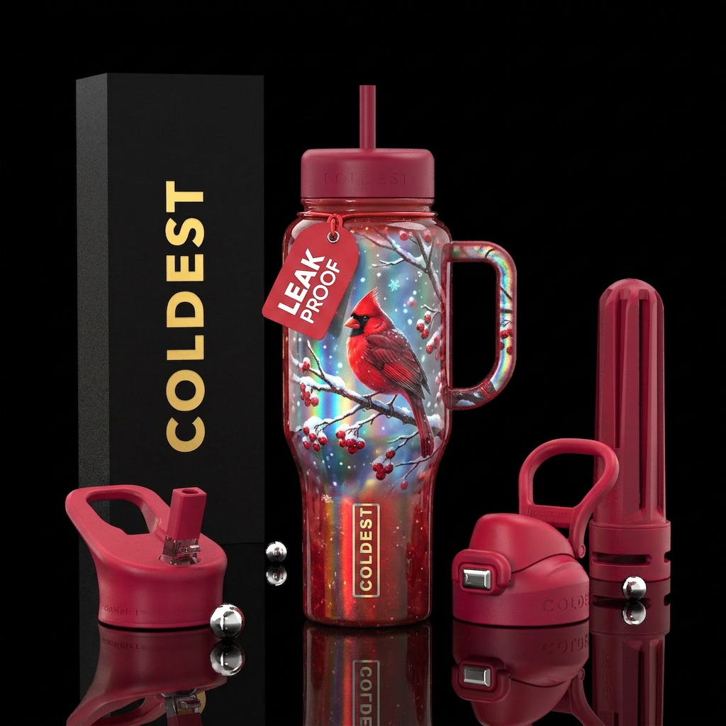 Red cardinal water bottle design