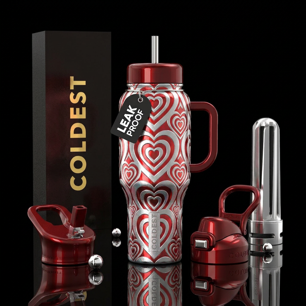 Hearts water bottle design