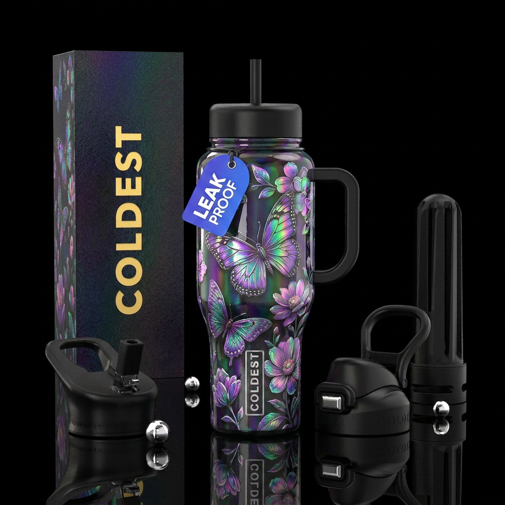 Butterflies water bottle design