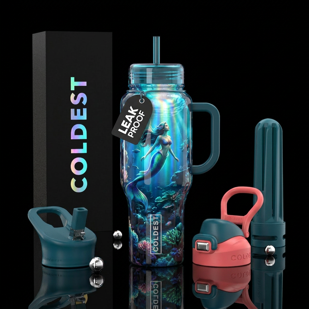 Mermaid water bottle design