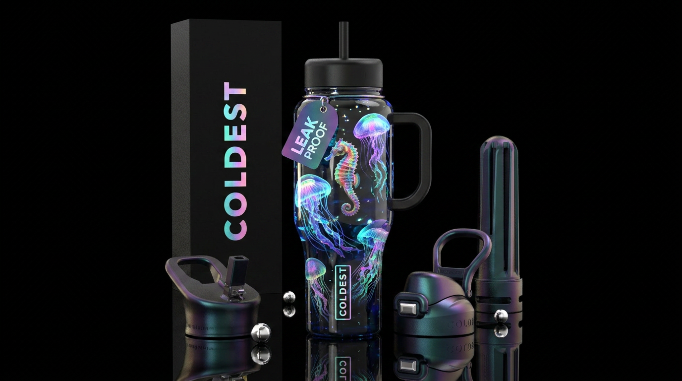 Jellyfish and seahorse water bottle design