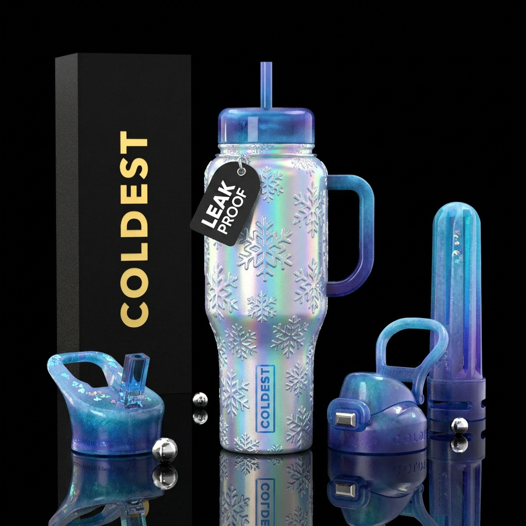 snowflakes water bottle design