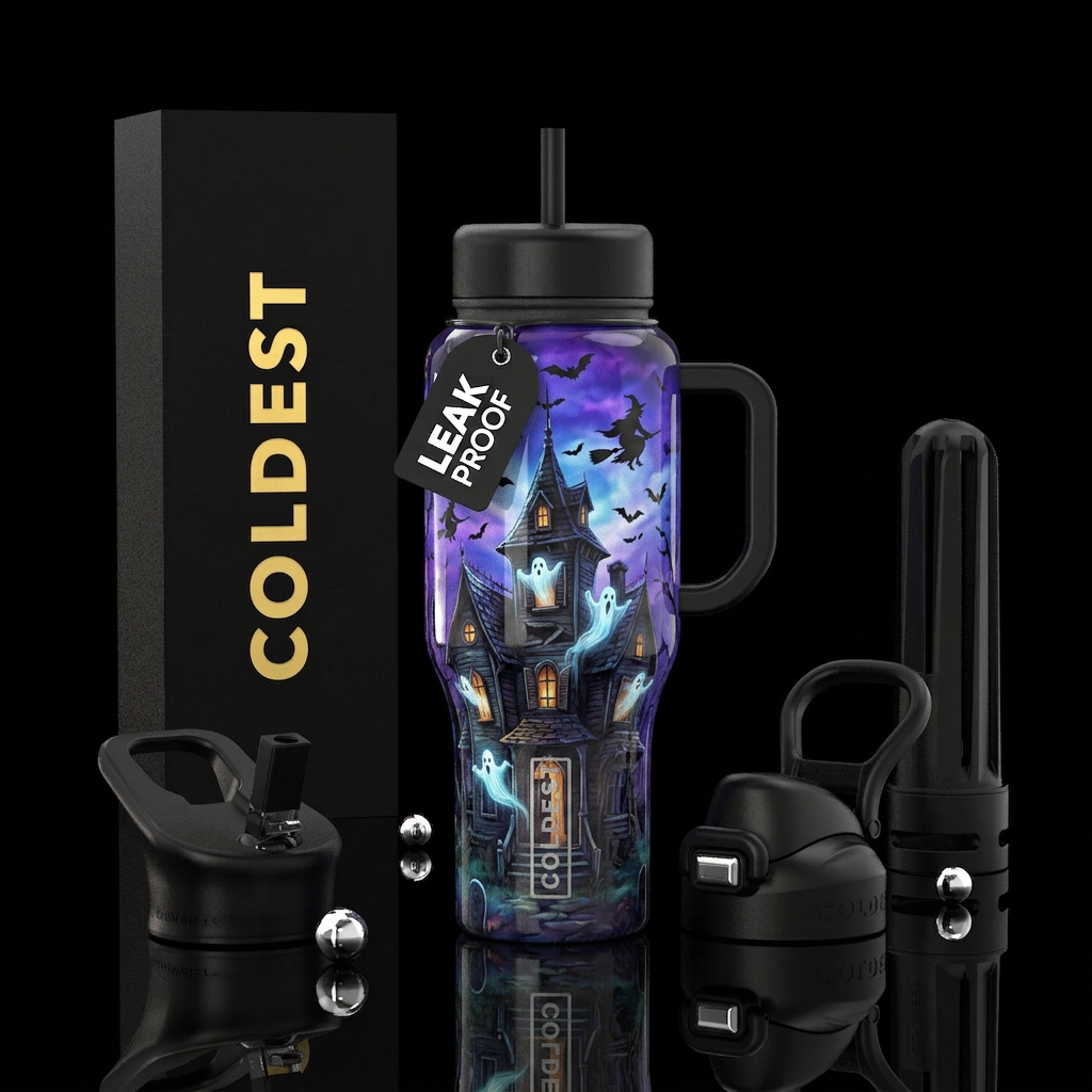 Halloween spooks water bottle design