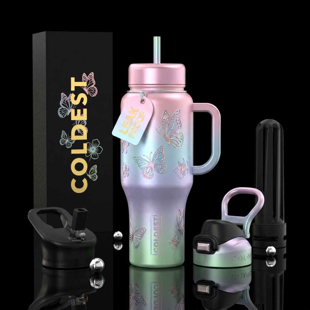 Butterflies water bottle design
