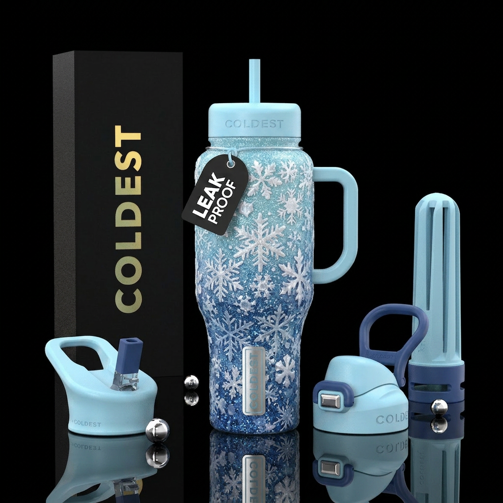 snowflakes water bottle design
