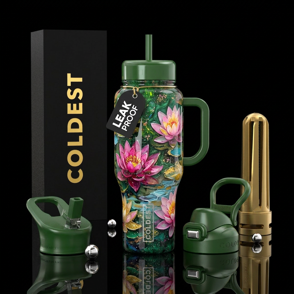 water lillies water bottle design