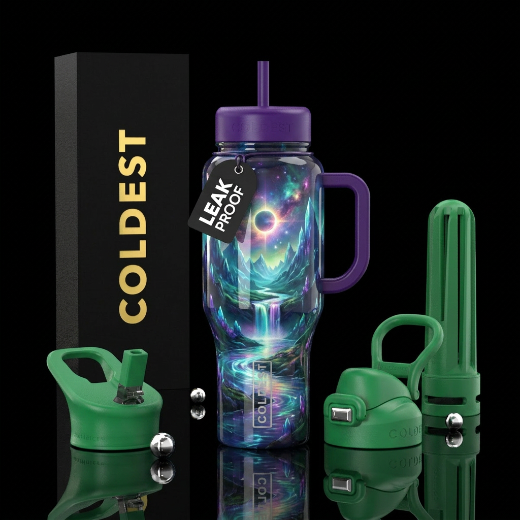 Mystical island water bottle design