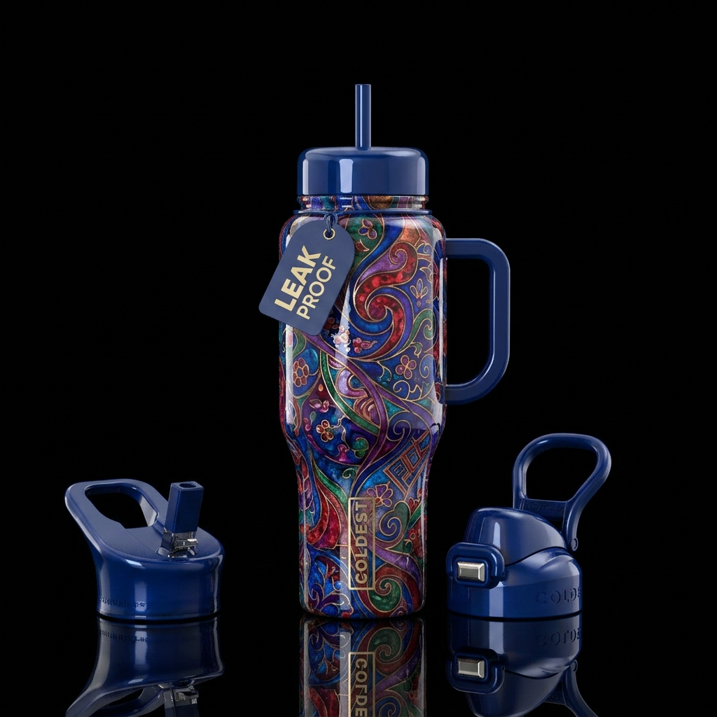 Abstract art water bottle design