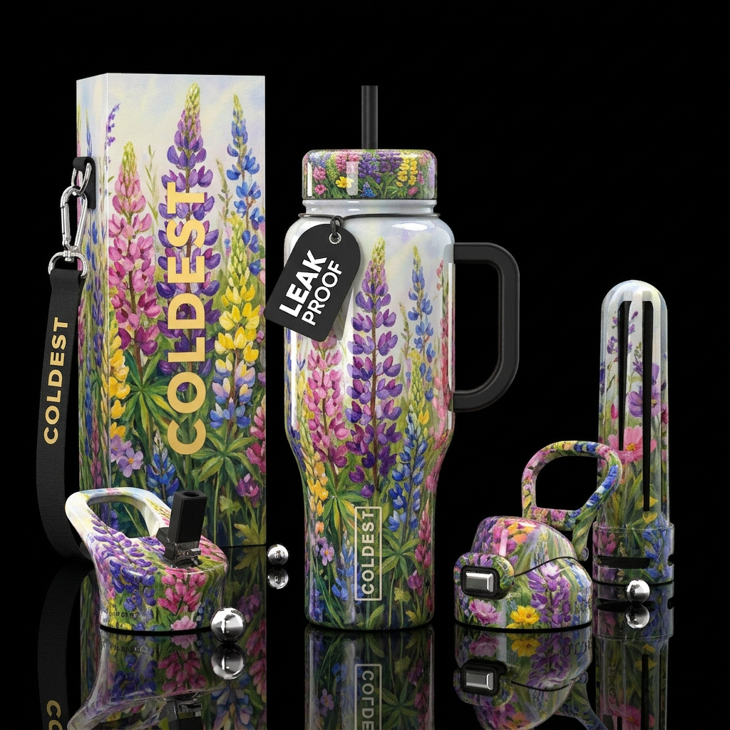 Flowers water bottle design