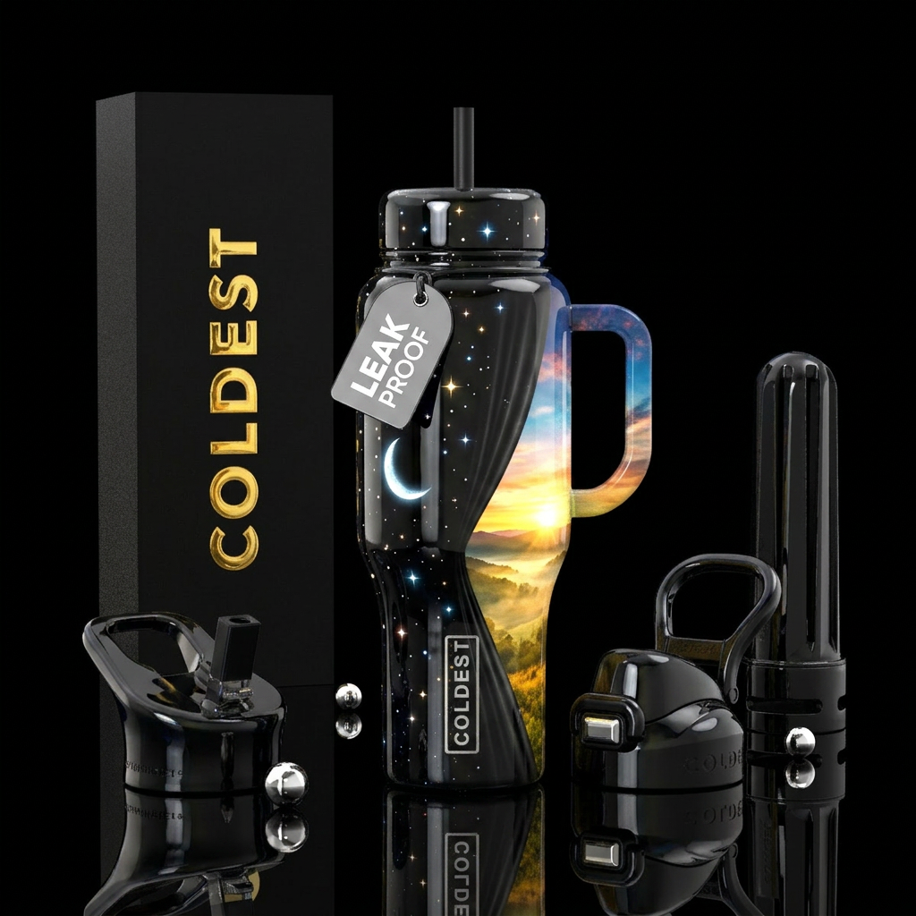 Night becomes day water bottle design
