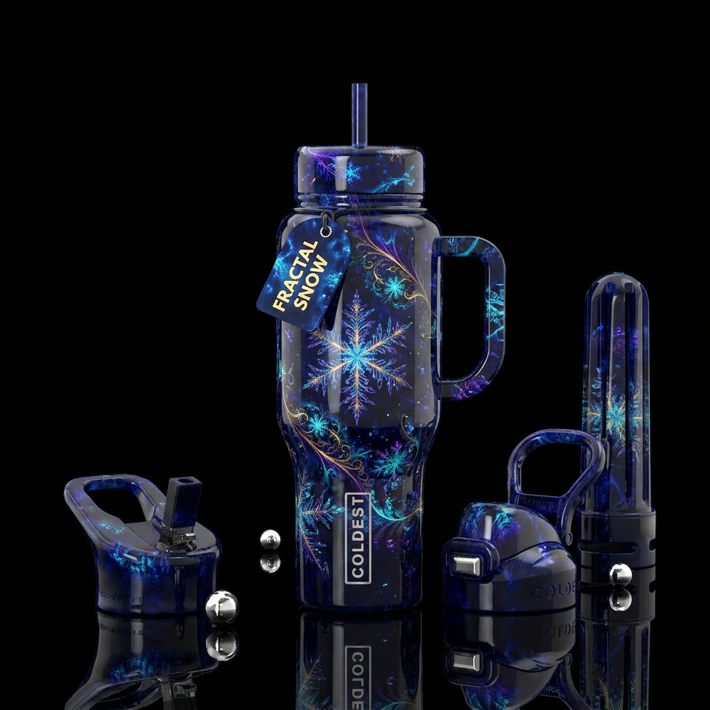 Snowy art water bottle design