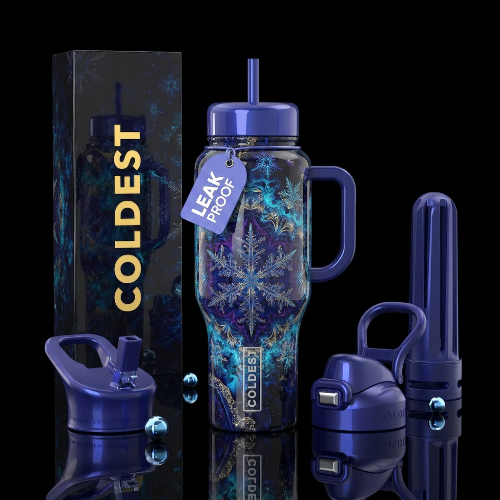 Snow art water bottle design