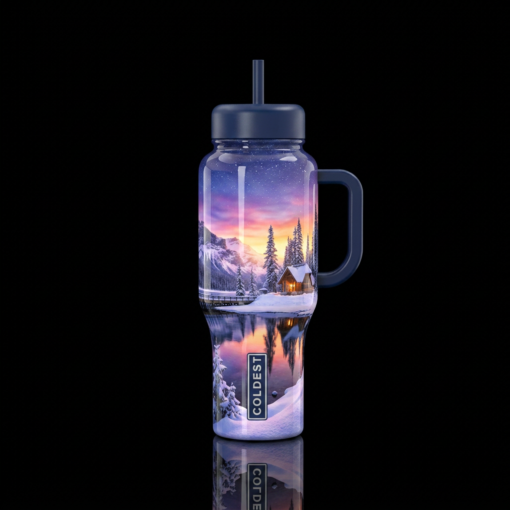 Winter wonderland water bottle design