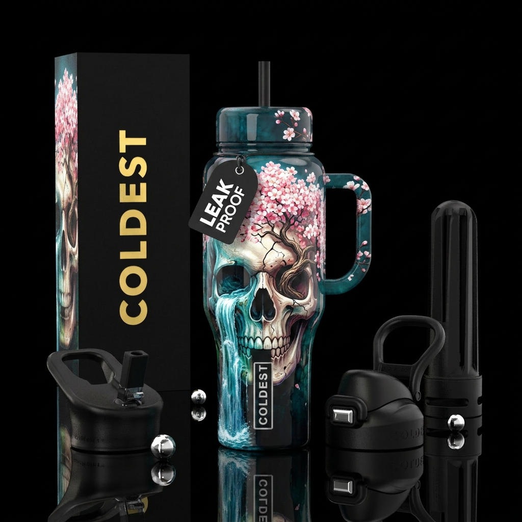 Skull art water bottle design