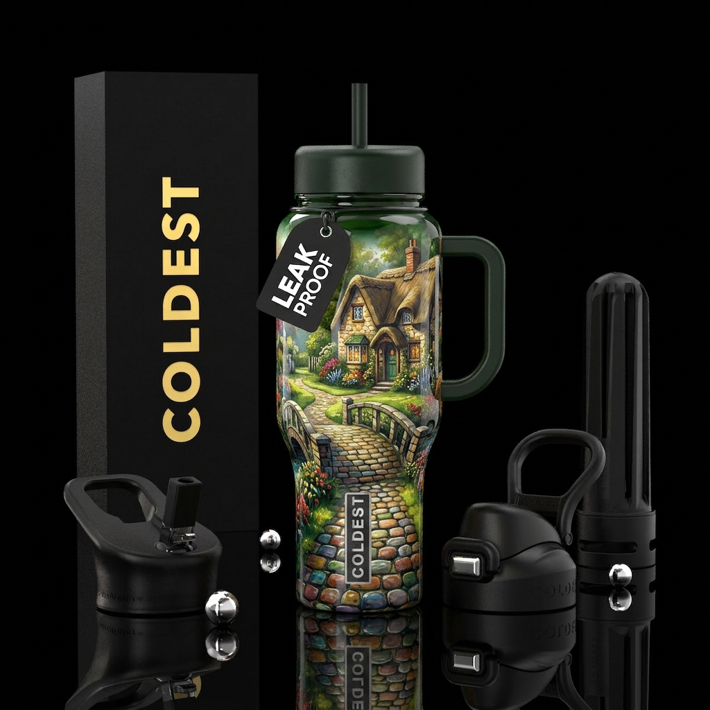 Cobblestone painting water bottle design