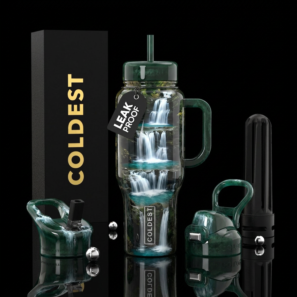 Waterfall water bottle design