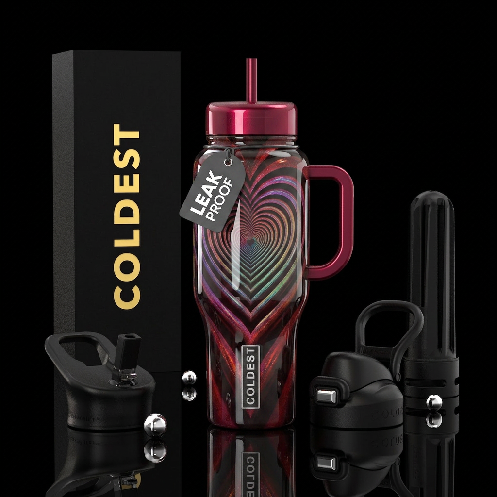 Hearts water bottle design