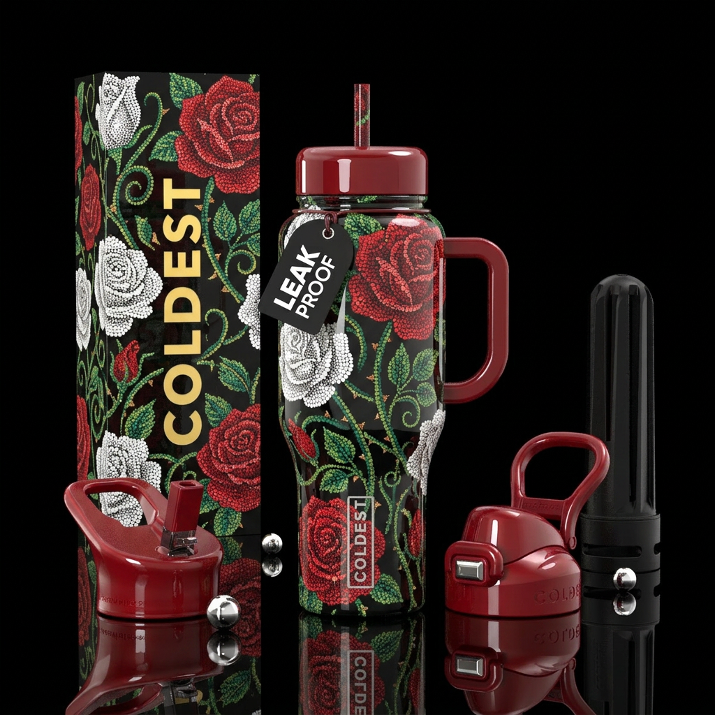 Rose Art water bottle design