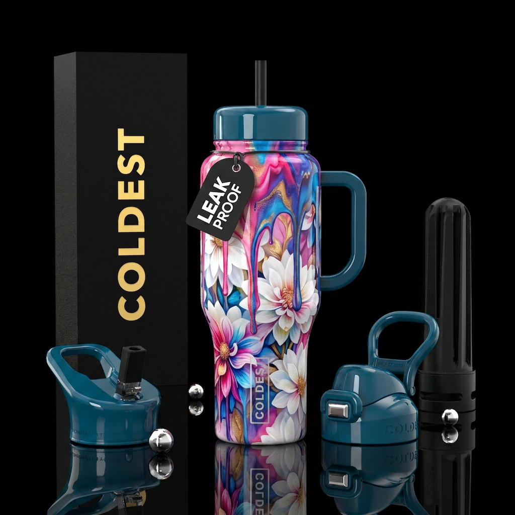 Painted floral water bottle design