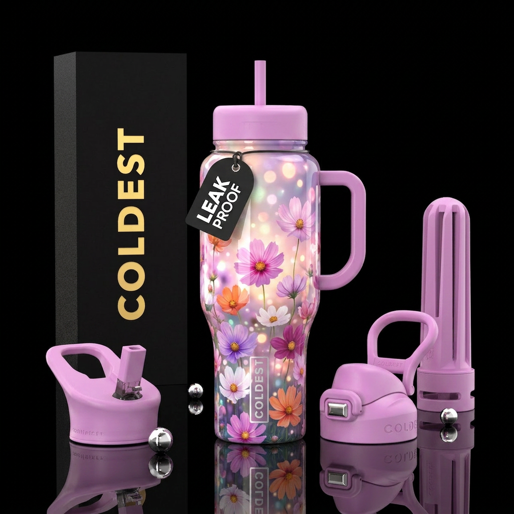Flowers water bottle design