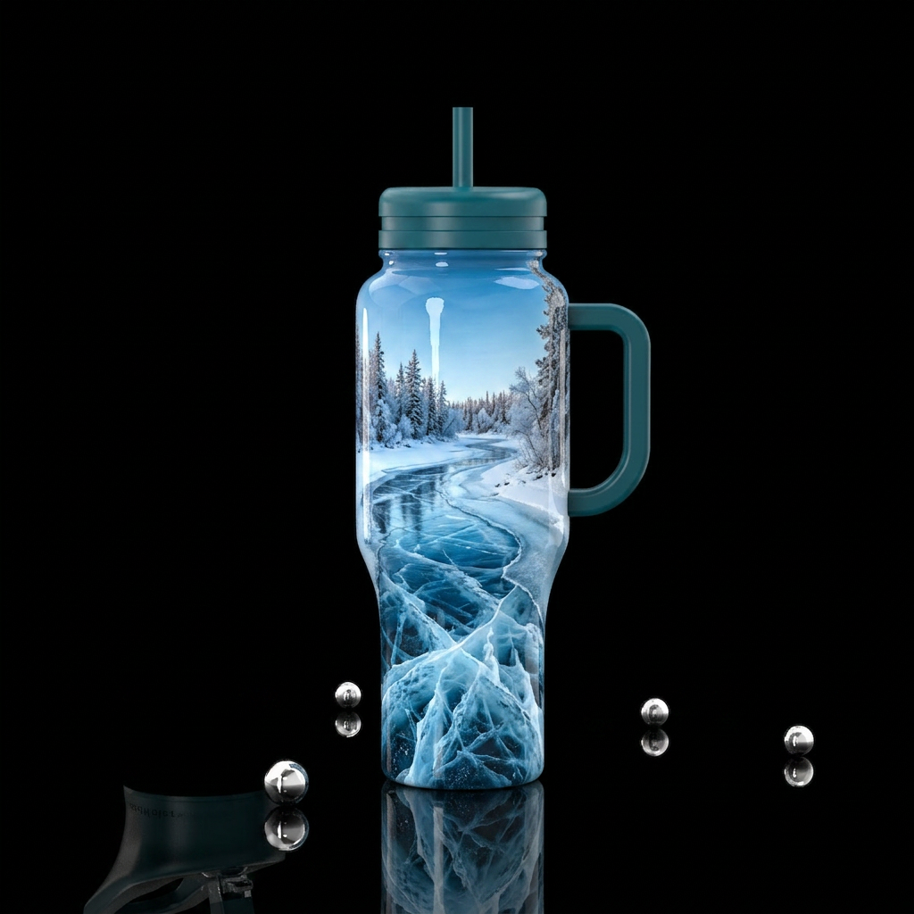 Icy river water bottle design