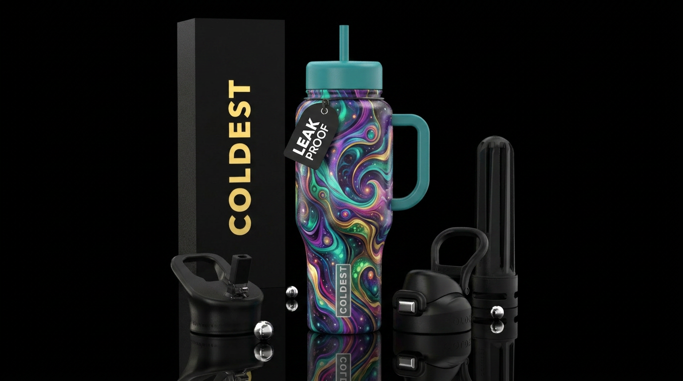 Gorgeous psychedelic abstract water bottle design