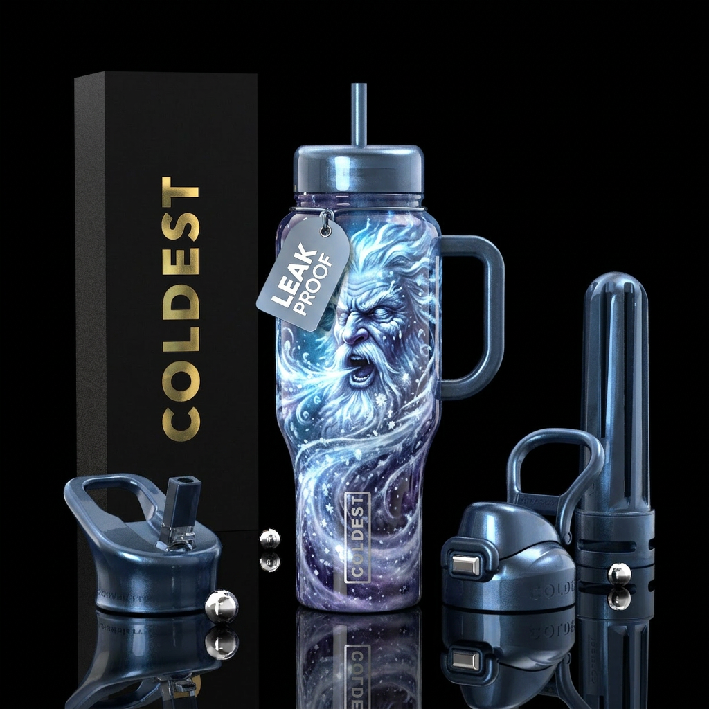 Old man Winter water bottle design