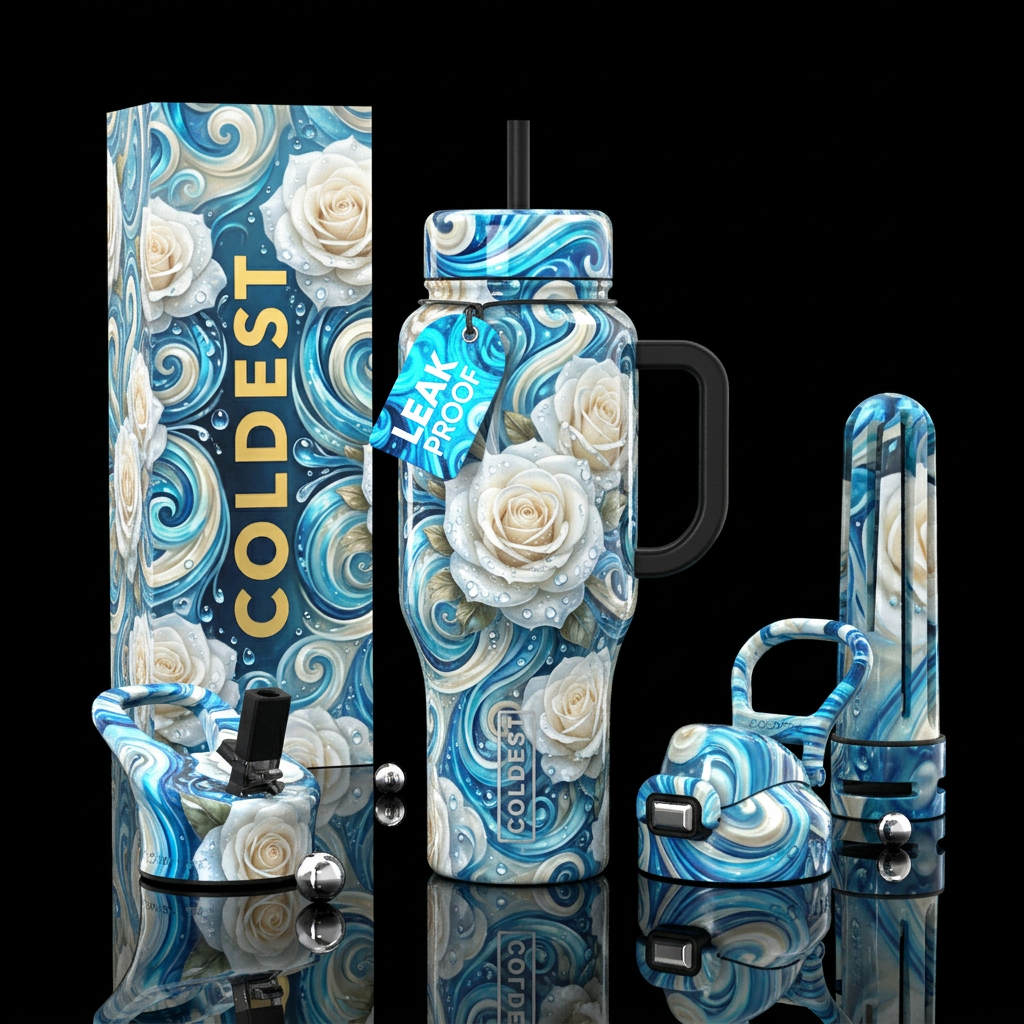 Watery Roses water bottle design