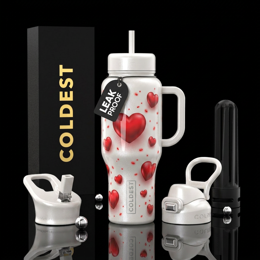 Hearts water bottle design