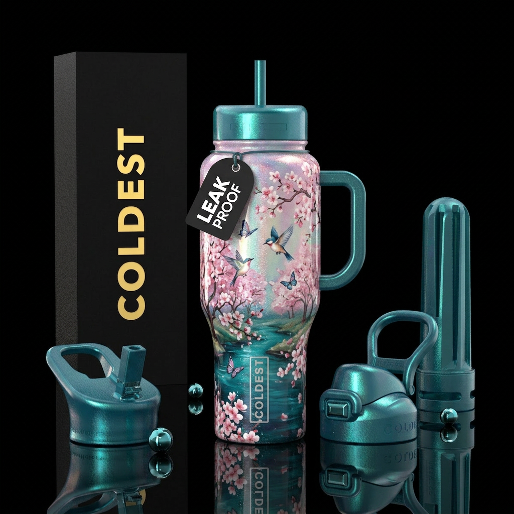 Cherry blossoms water bottle design