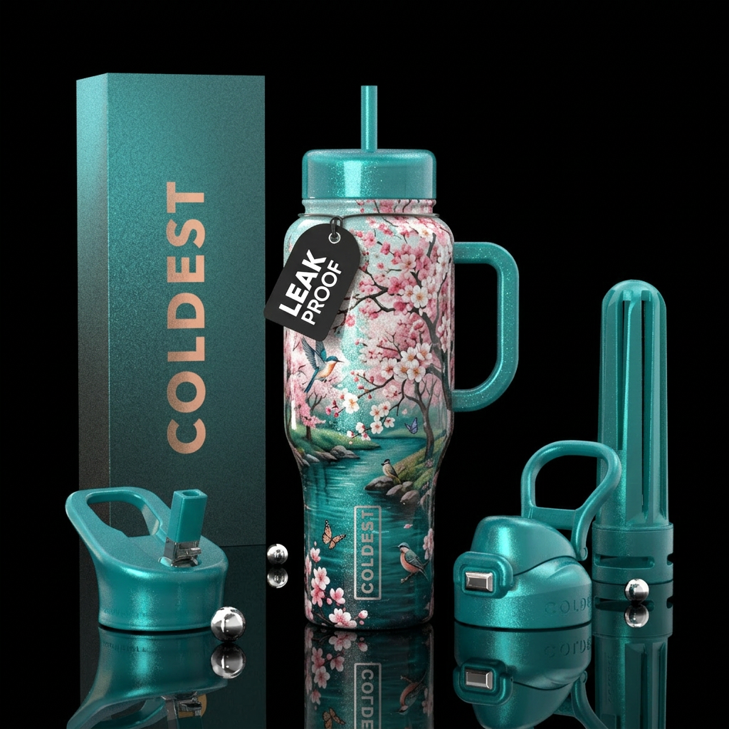 Cherry blossoms water bottle design
