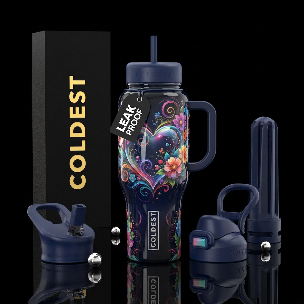 Hearts water bottle design