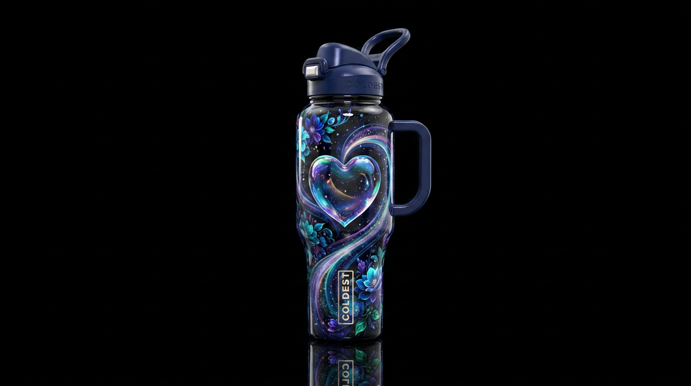 Heart water bottle design