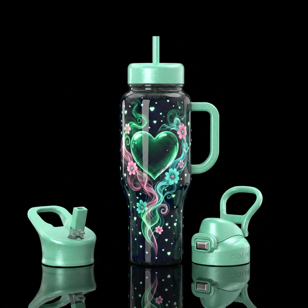 hearts n flowers water bottle design