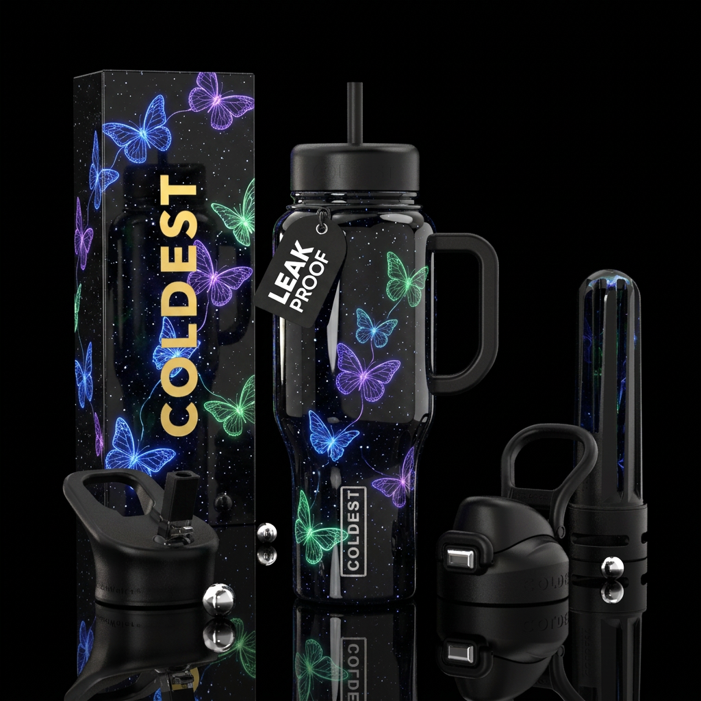 Butterflies water bottle design