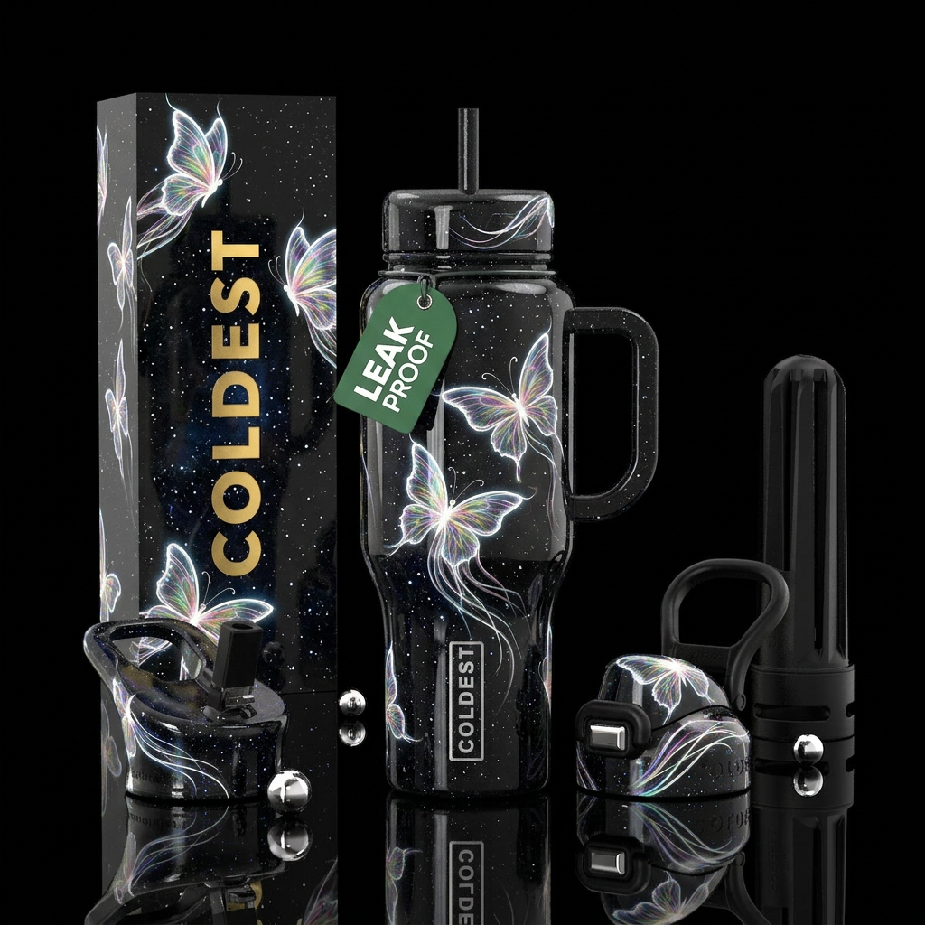 Butterflies water bottle design
