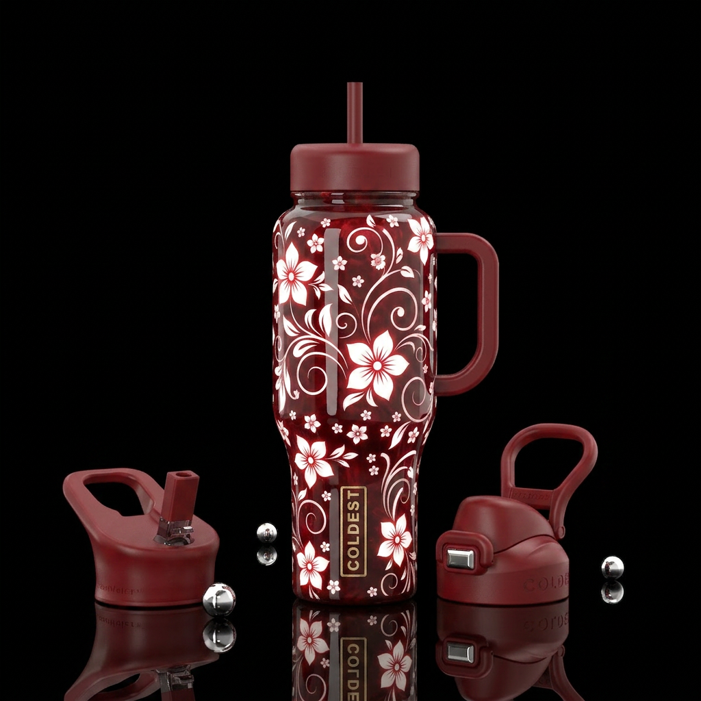 Pretty flowers water bottle design