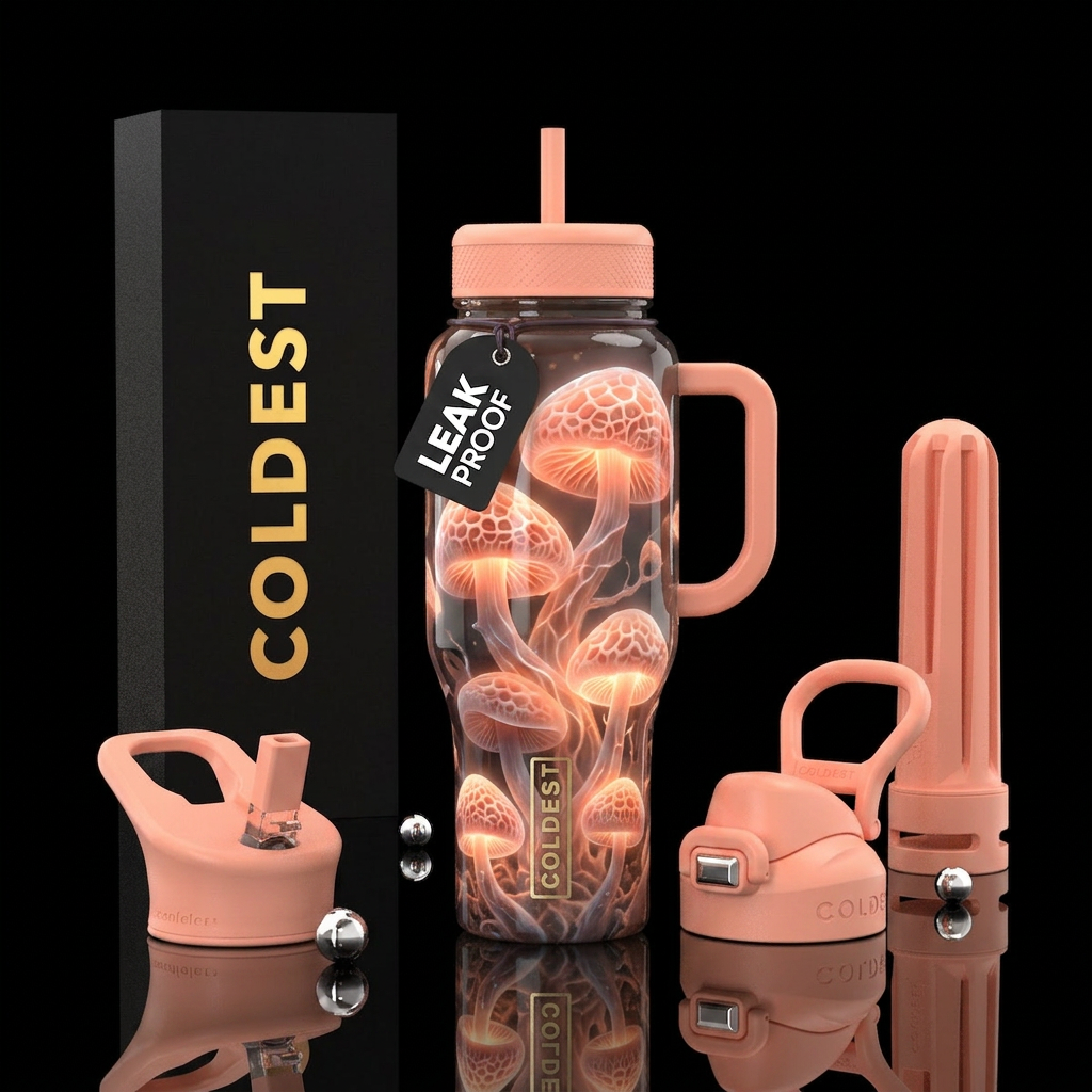 Mushrooms water bottle design