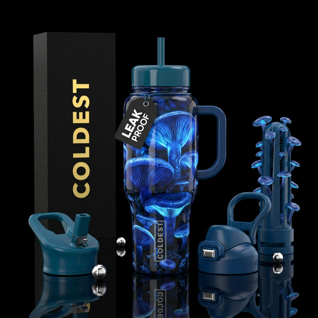Beautiful mushrooms water bottle design