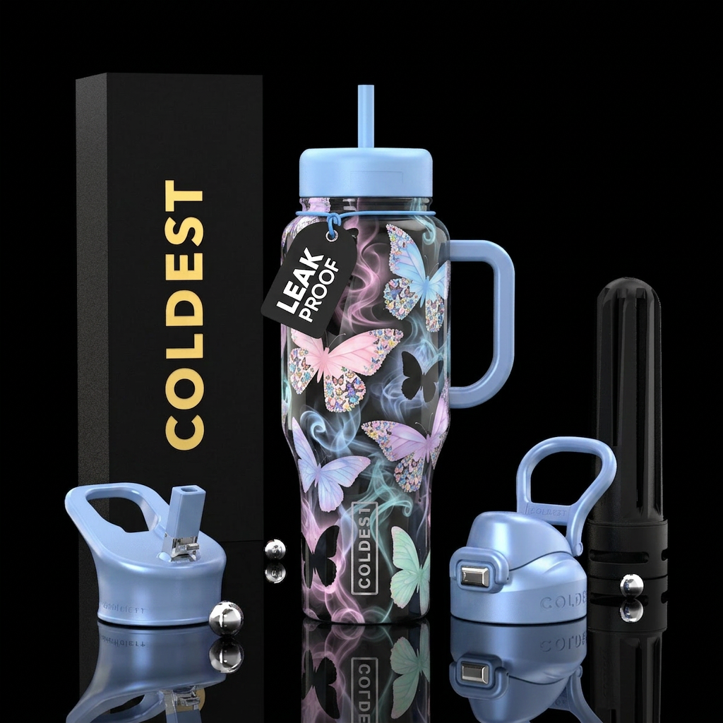 Butterflies water bottle design
