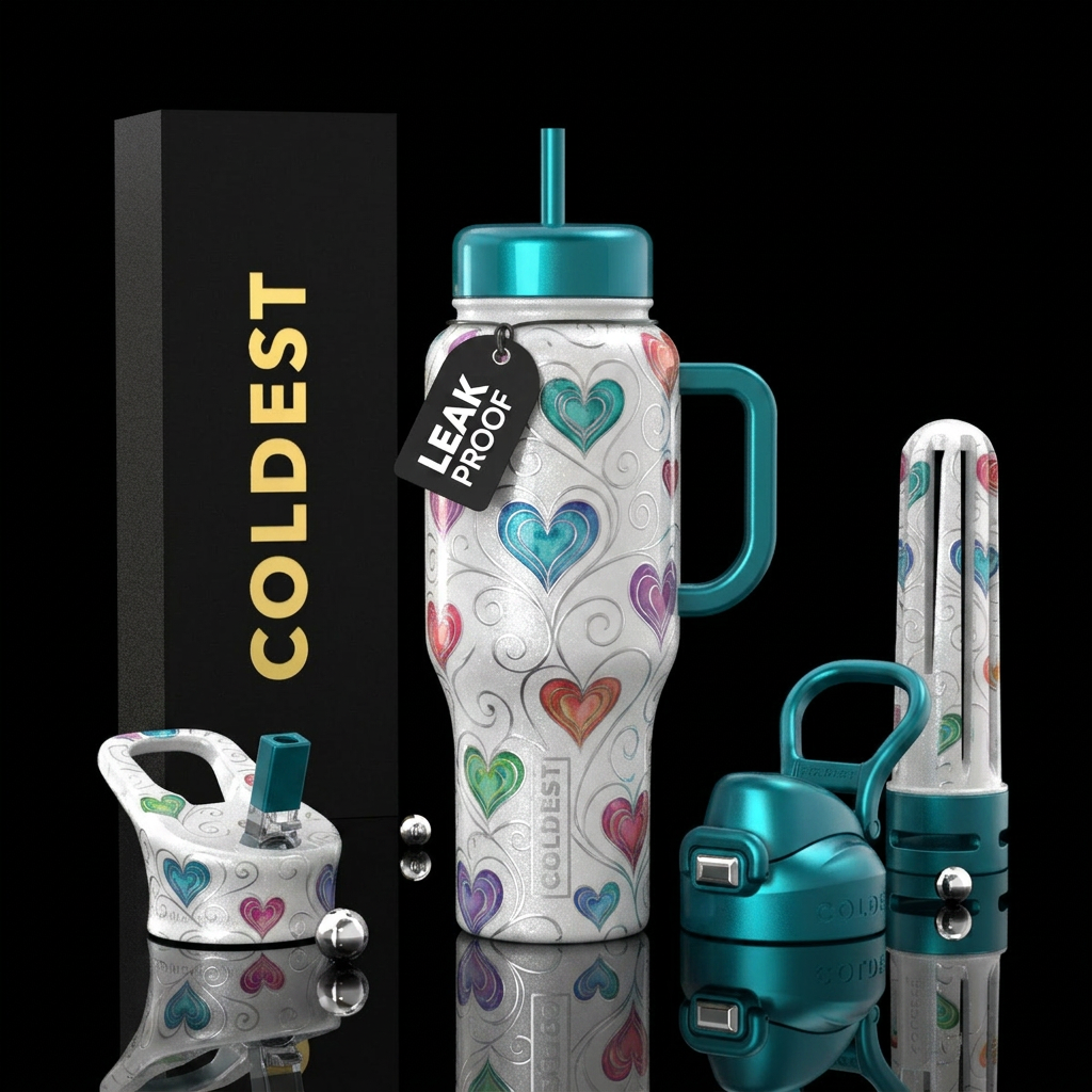 Hearts water bottle design